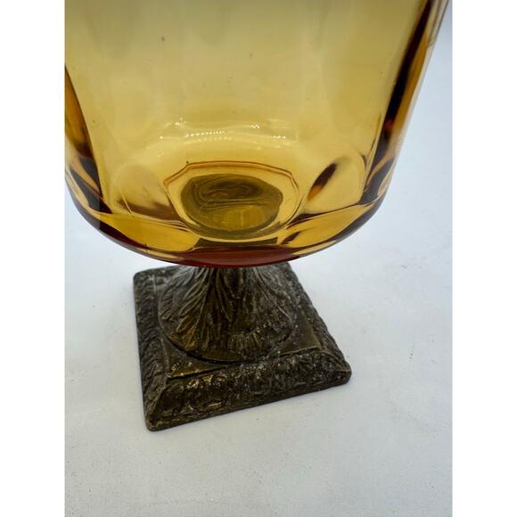 VTG Patina table votive candle set glass Thanksgiving Holiday party yellow amber - Picture 9 of 9